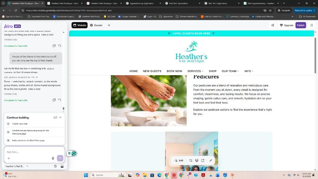 Nail technician at Heather's Nail Boutique